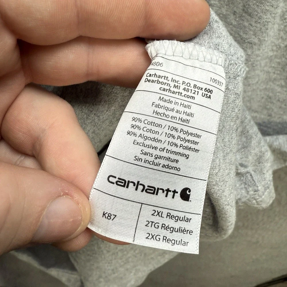 Carhartt Shirt Adult 2XL XXL Gray Crewneck Tee Workwear Skater‎ Grunge Mens